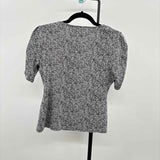 White House Black Market Women's Size XS Black Herringbone Short Sleeve Shirt