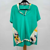 Swingdish Women's Size XL Green Abstract Short Sleeve Shirt
