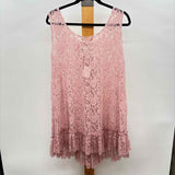 Farmhouse Frocks Women's Size M Pink Lace Sleeveless Shirt