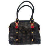 MARINO ORLANDI Black Croc-Embossed Leather Handled Satchel Purse