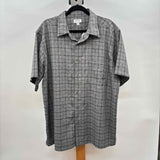 Haggar Men's Size XL Charcoal Polyester Plaid Short Sleeve Shirt