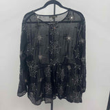 Joan Vass Women's Size L Black Sequins Long Sleeve Shirt