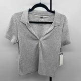 DKNY Women's Size L Gray Ribbed Short Sleeve Shirt