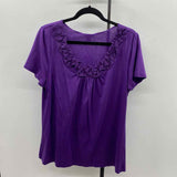 Loft Women's Size XL Purple Solid Short Sleeve Shirt