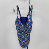 Lands End Women's Size 16W Navy Floral Swimsuit - 2 Piece
