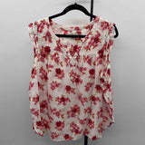 Loft Women's Size XL Red Floral Sleeveless Shirt