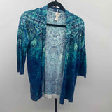 Chico's Women's Size S Blue Damask Cardigan