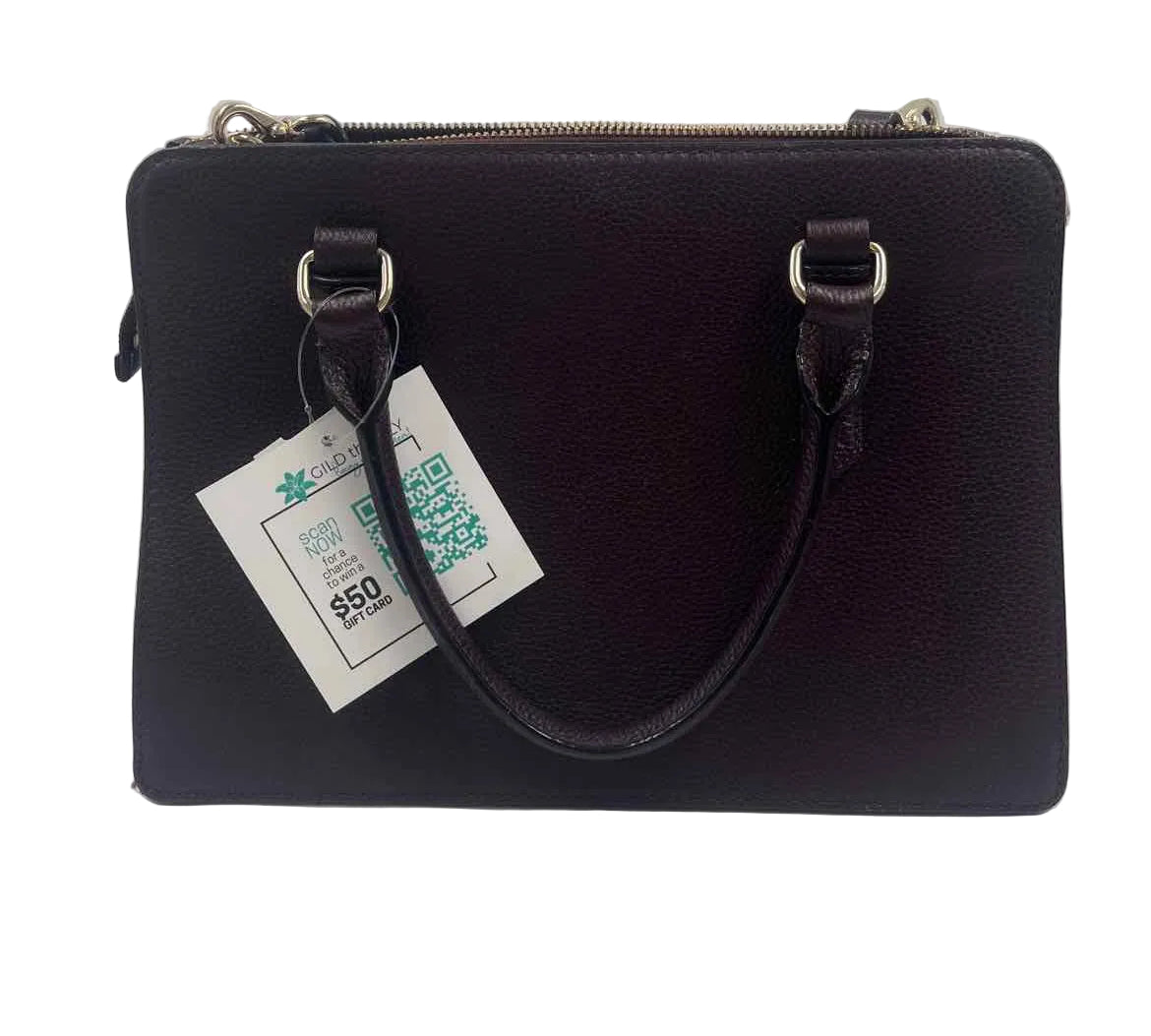 Back KATE SPADE Wine Pebble Leather MULBERY STREET LISE Satchel Purse w/Crossbody Strap