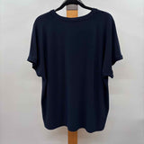Anne Klein Women's Size XL Navy Solid Short Sleeve Shirt