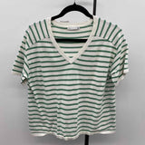 Staccato Women's Size S Green Stripe Short Sleeve Shirt