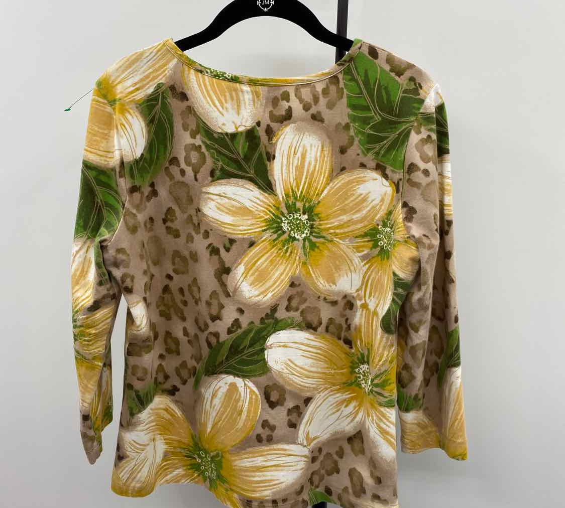 Chico's Women's Size M Yellow Floral Long Sleeve Shirt