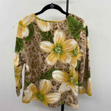 Chico's Women's Size M Yellow Floral Long Sleeve Shirt