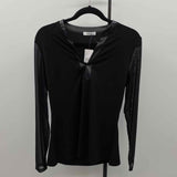 Suzy Women's Size M Black Solid Long Sleeve Shirt