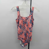 Lands End Women's Size 10 Blue Floral Swimsuit - 1 Piece