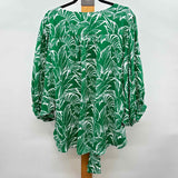 Chico's Women's Size XL Green Leaf Long Sleeve Shirt