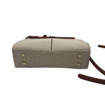 Bottom JW PEI Caramel Brown Canvas & Faux Leather Handled ELISE Satchel Purse w/Crossbody