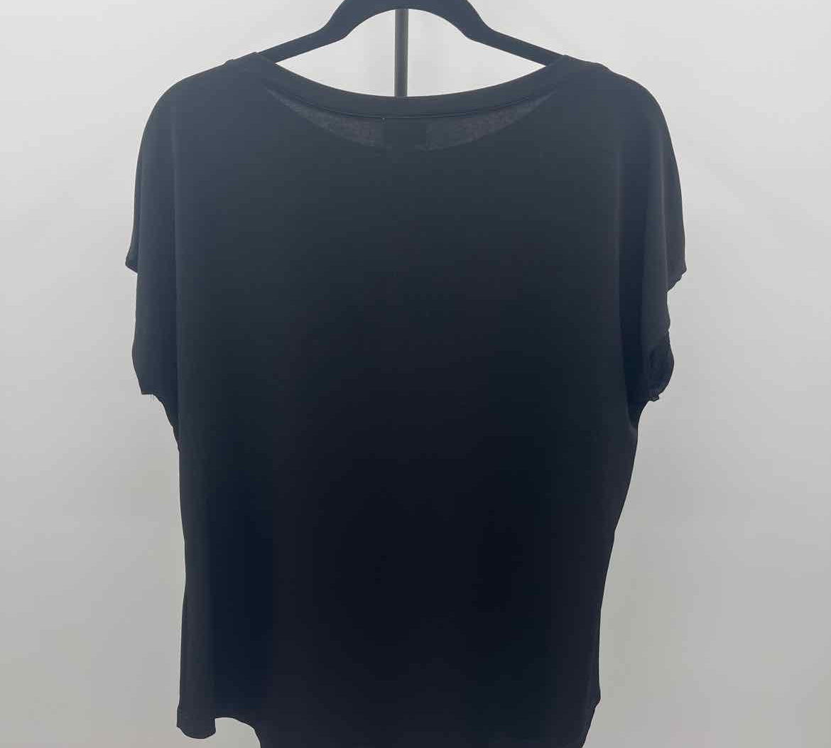 Chico's Women's Size L Black Solid Short Sleeve Shirt
