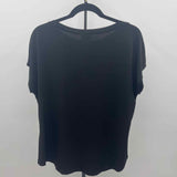 Chico's Women's Size L Black Solid Short Sleeve Shirt