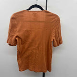 Society Amuse Women's Size L Orange Ribbed Short Sleeve Shirt