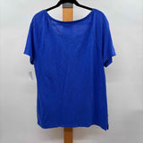Talbots Women's Size L Blue Solid Short Sleeve Shirt