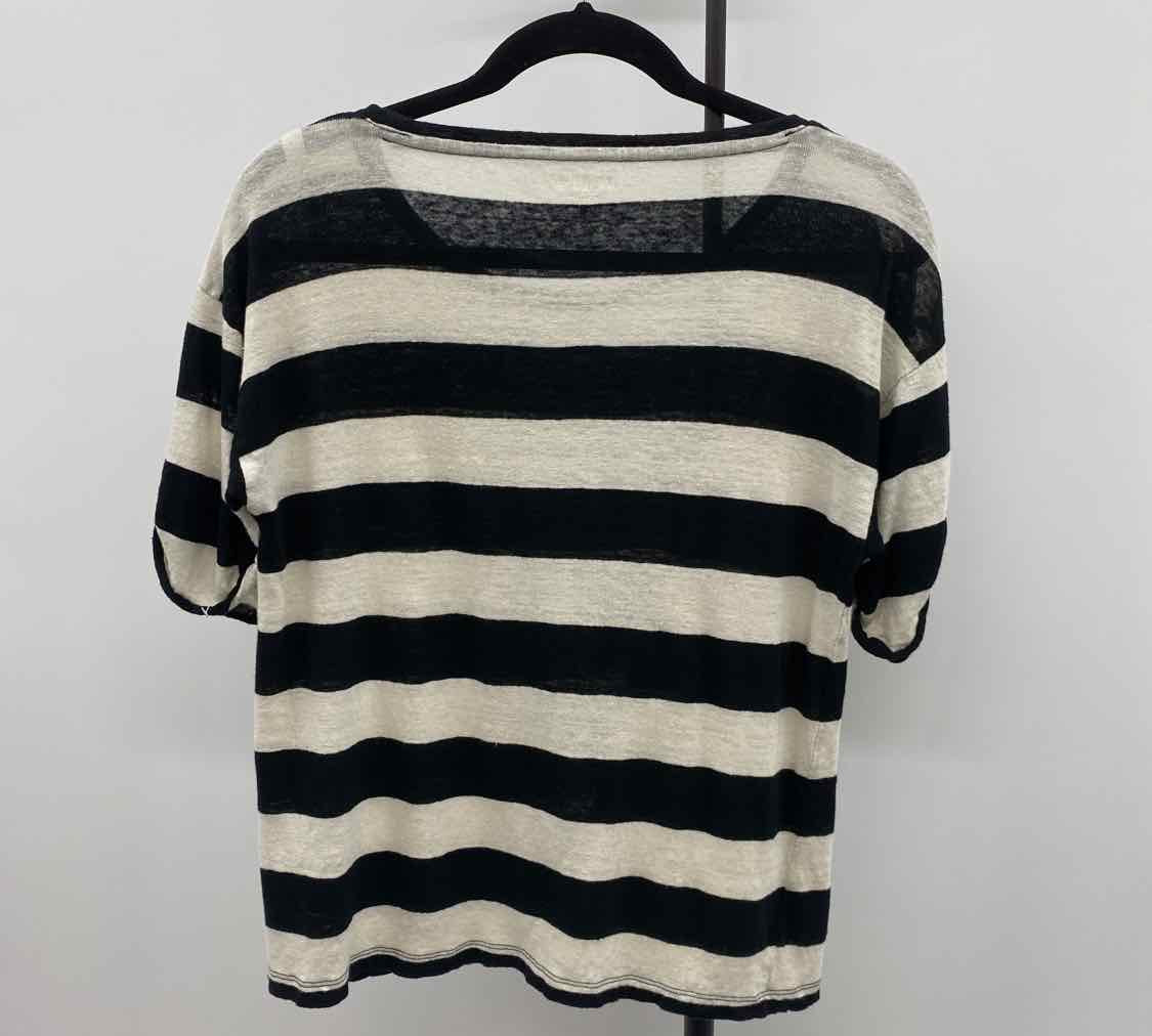 J Crew Women's Size M Black Stripe Short Sleeve Shirt