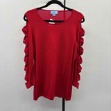 Cece Women's Size L Red Solid Long Sleeve Shirt