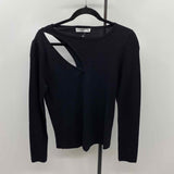 Zara Women's Size L Black Ribbed Long Sleeve Shirt