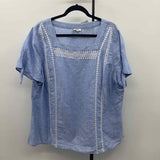 Talbots Women's Size 2X Blue Embroidered Short Sleeve Shirt