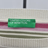 Benetton Women's Size S Ivory Stripe Sweater