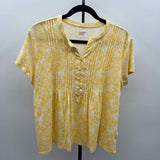 Lands End Women's Size L Yellow Floral Short Sleeve Shirt