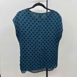 CABI Women's Size S Teal Squares Short Sleeve Shirt