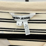 DKNY Women's Size XL Ivory Stripe Long Sleeve Shirt
