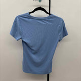 Nine West Women's Size M Blue Ribbed Short Sleeve Shirt