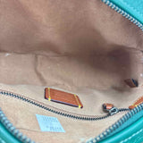 Interior COACH Dark Pine Green Pebbled Leather CAMERA Bag Crossbody Purse
