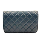 Back CHANEL Navy Blue Quilted Lambskin Leather INFINITY Wallet on Chain & Leather Strap Made in Italy