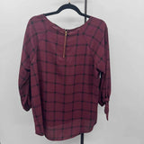 Paper Moon Women's Size XL maroon Checkered Long Sleeve Shirt