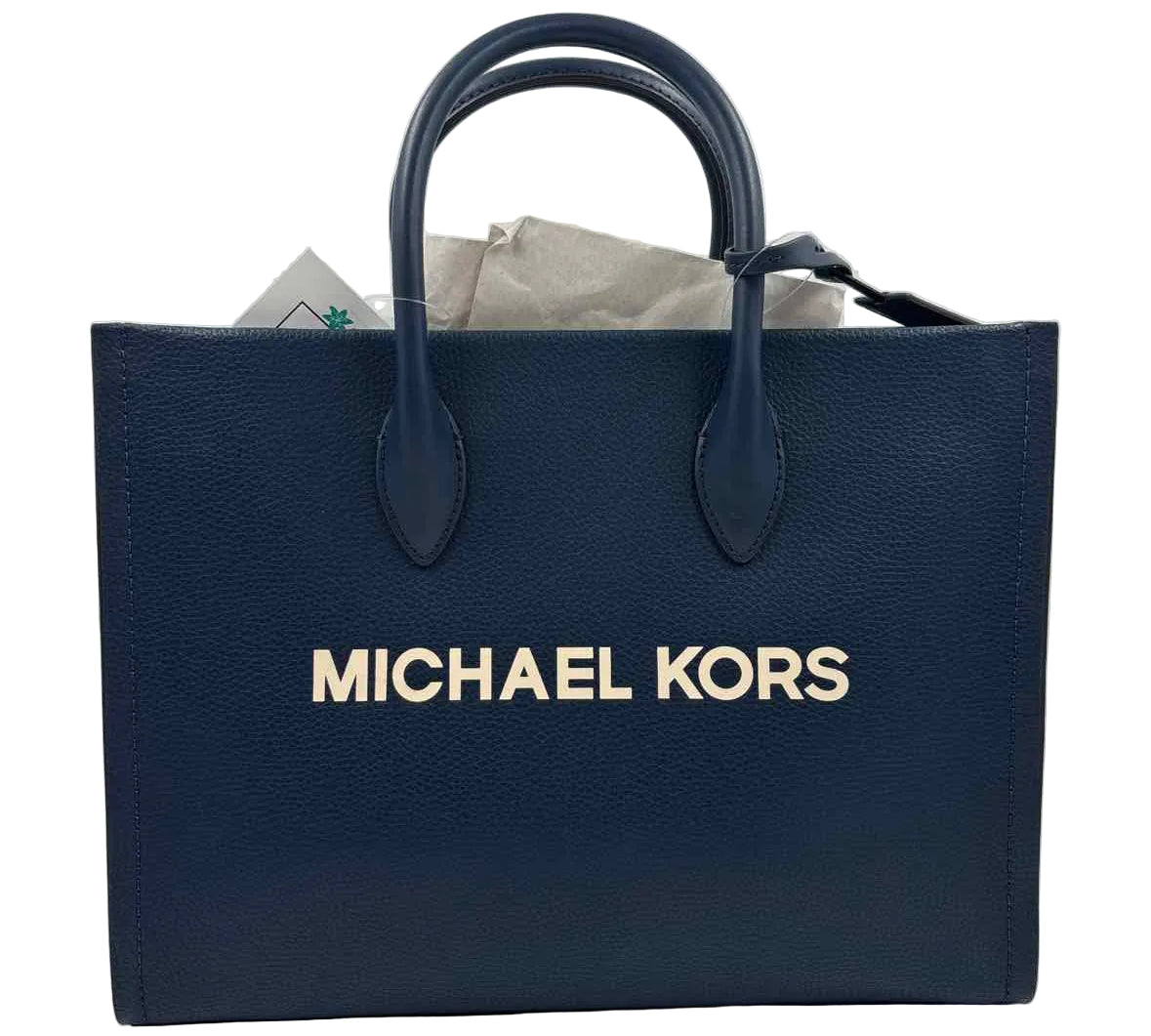 MICHAEL KORS Navy Blue Leather MIRELLA East West Handled Tote