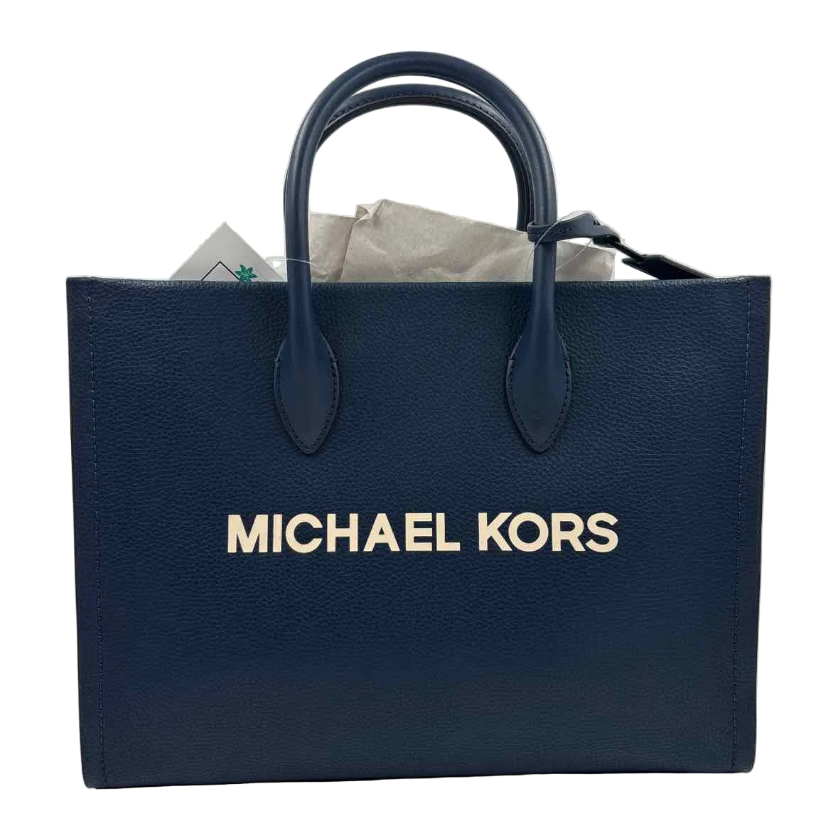 MICHAEL KORS Navy Blue Leather MIRELLA East West Handled Tote