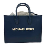 MICHAEL KORS Navy Blue Leather MIRELLA East West Handled Tote