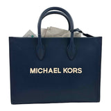 MICHAEL KORS Navy Blue Leather MIRELLA East West Handled Tote