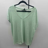 White House Black Market Women's Size XL Green Stripe Short Sleeve Shirt