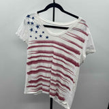 Loft Women's Size L Red Patriotic Short Sleeve Shirt