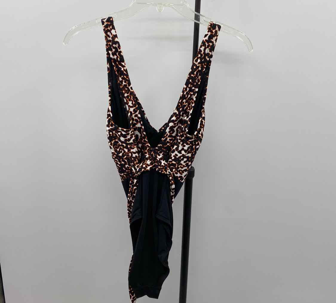 mynah Women's Size 6 Black Animal Print Swimsuit - 1 Piece