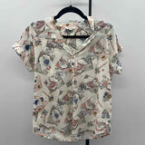 Lucky Brand Women's Size S Ivory Patchwork Short Sleeve Shirt