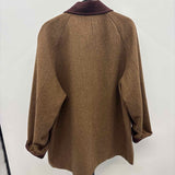 See U Soon Women's Size L Brown Herringbone Coat