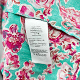 J Crew Women's Size M Teal Floral Short Sleeve Shirt