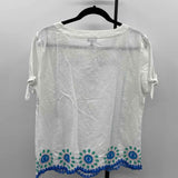 Talbots Women's Size M White Embroidered Short Sleeve Shirt