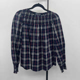 Duffield Lane Women's Size S Navy Plaid Long Sleeve Shirt