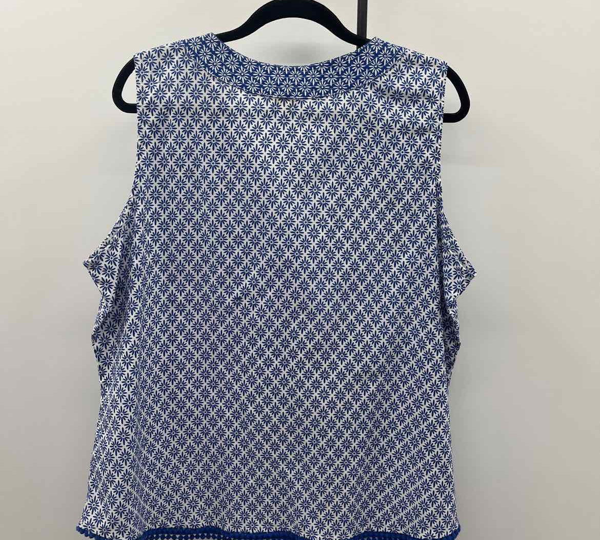 Talbots Women's Size XL Royal Blue Floral Sleeveless Shirt
