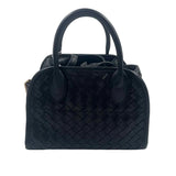 URBAN EXPRESSIONS Woven Black Vegan Leather Handled Satchel Purse w/Crossbody